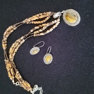 Vintage Avon SP Tiger's Eye Earrings/Necklace
